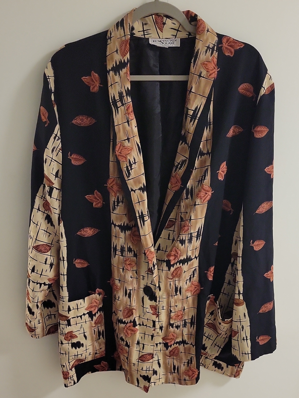 Vintage Kensington Square Leaf Print Blazer Made in USA Size 3x